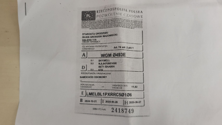 Zdjęcie przedmiotu: SKYWELL ET5 72kWh Luxury Oświadczenie o utracie DR