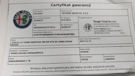 Zdjęcie przedmiotu: ALFA ROMEO GIULIA sedan 2.0 Turbo Veloce Q4 aut
