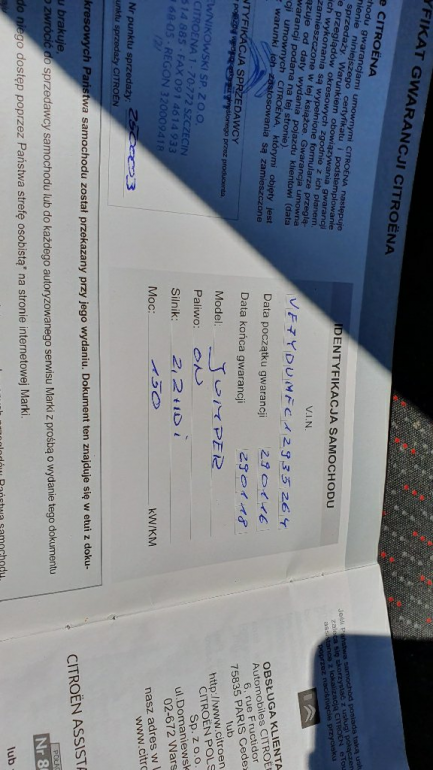 Zdjęcie przedmiotu: Pierwotna Cena 38 400 PLN NETTO Citroen Jumper 35 HDi Euro 5 2198ccm - 150KM 3.5t 14-16