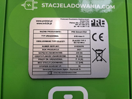 Zdjęcie przedmiotu: PRE Edward Biel EVB Inbox H charging station