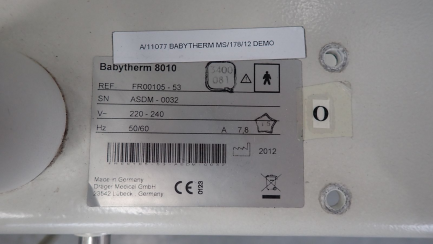Zdjęcie przedmiotu: Inkubator otwarty DRAGER Babytherm 8010
