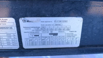 Zdjęcie przedmiotu: KRONE SD 39.0t