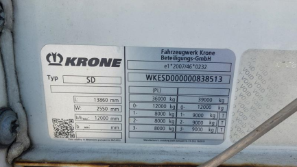 Zdjęcie przedmiotu: KRONE SDP 27 43.0t Dropside