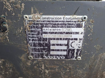 Zdjęcie przedmiotu: Koparka gąsiennicowa VOLVO EC250EL