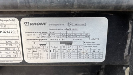 Zdjęcie przedmiotu: KRONE SDP 27 eLG50-CS/13.6 Mega 43.0t