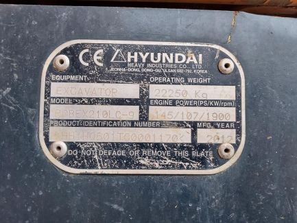 Zdjęcie przedmiotu: Crawler excavator Hyundai ROBEX 210 LC-9