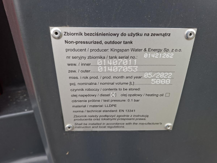 Zdjęcie przedmiotu: KINGSPAN FuelMaster 5000 L double-walled fuel tank