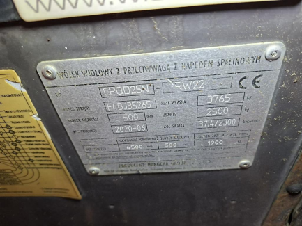 Zdjęcie przedmiotu: W&oacute;zek widłowy HANGCHA CPQD25N-RW22 + Chwytak rurowy do blok&oacute;w pianki Malik MFMS20D-080A