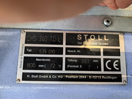 Zdjęcie przedmiotu: STOLL CMS 340 TC-L flat knitting machine