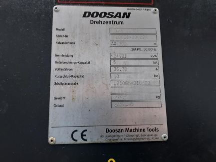 Zdjęcie przedmiotu: DOOSAN LYNX 2100B numerical lathe