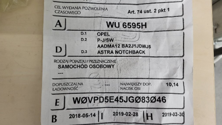 Zdjęcie przedmiotu: Opel Astra 1.4 T LPG Brak dokumentacji LPG Oświadczenie o zagubieniu DR