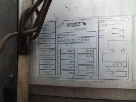 Zdjęcie przedmiotu: SCHMITZ SCB * S3T curtain semi-trailer