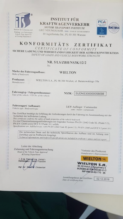 Zdjęcie przedmiotu: Wielton NS-3 curtain semi-trailer