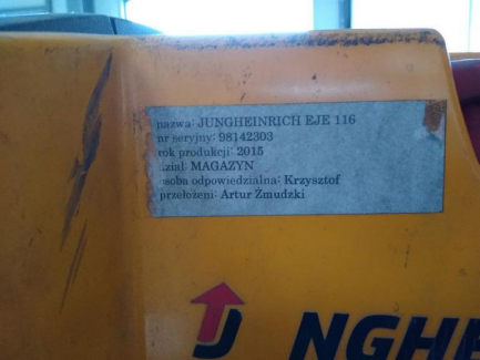 Zdjęcie przedmiotu: JUNGHEINRICH EJE 116 forklift
