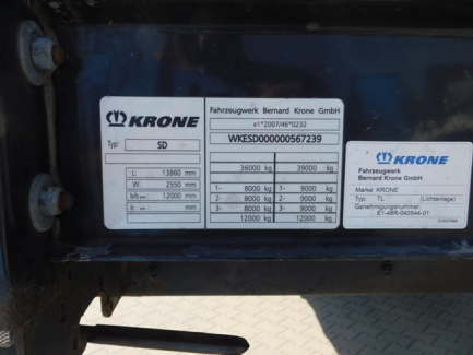 Zdjęcie przedmiotu: KRONE SD Curtain semitrailer