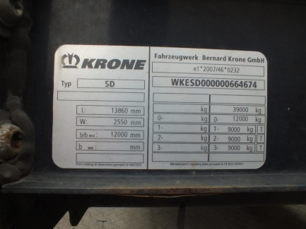 Zdjęcie przedmiotu: KRONE SD curtain semi-trailer