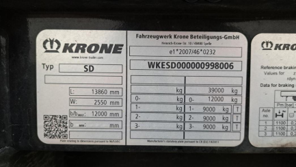 Zdjęcie przedmiotu: KRONE SD DA06CLNF 36.0t