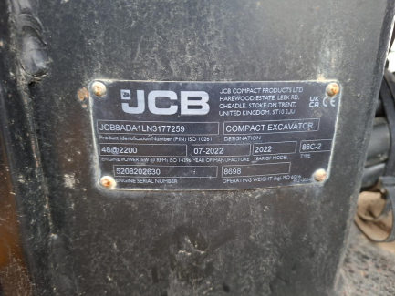 Zdjęcie przedmiotu: JCB 86C-2 mini excavator