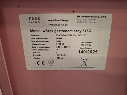 Zdjęcie przedmiotu: Food cart for selling ice cream FOODBIKE 8+6C