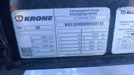 Zdjęcie przedmiotu: KRONE SD 39.0t