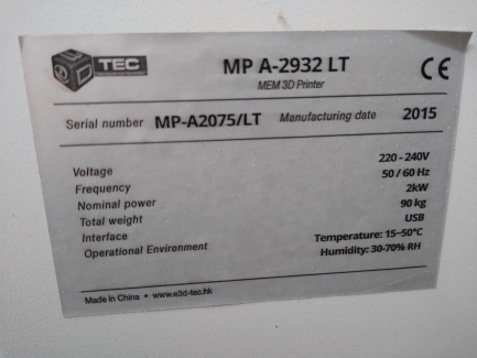 Zdjęcie przedmiotu: E3D TEC 3D printer