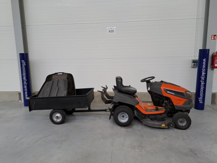 Husqvarna TC 242T garden tractor with trailer and accessories