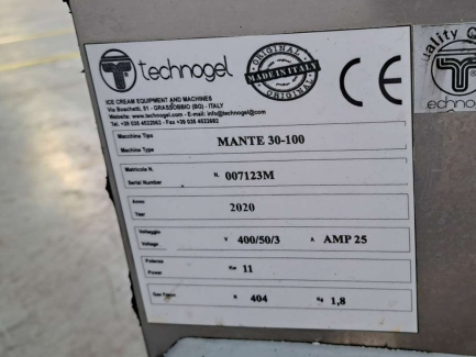 Zdjęcie przedmiotu: Виробник морозива Technogel S.p.A. MANTE 30-100