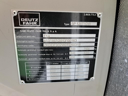 Zdjęcie przedmiotu: Ciągnik rolniczy DEUTZ FAHR 5120 G + ładowacz czołowy -  Oświadczenie o zagubieniu DR
