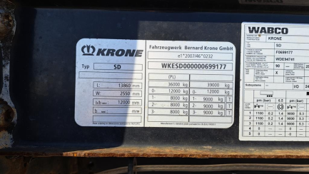 Zdjęcie przedmiotu: KRONE SDP 27 43.0t Dropside