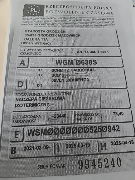 Zdjęcie przedmiotu: SCHMITZ SCB*S3B 36.0t Oświadczenie o utracie DR