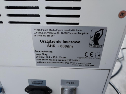 Zdjęcie przedmiotu: Cosmetic device Laser SHR + 808 STUDIO FIGURA