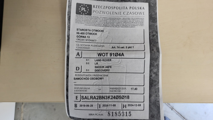 Zdjęcie przedmiotu: LAND ROVER Discovery V 2.0 SD4 HSE Oświadczenie o utracie DR