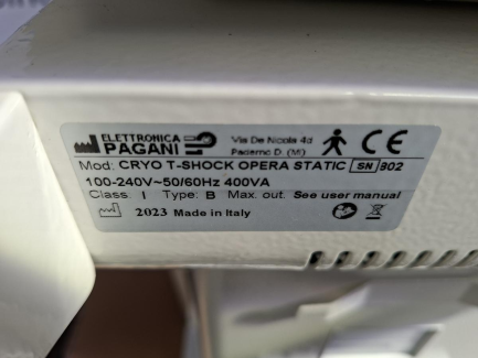 Zdjęcie przedmiotu: PAGANI CRYO T-SHOCK OPERA STATIC cryotherapy device