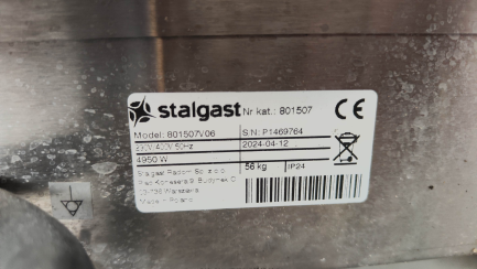 Zdjęcie przedmiotu: Zmywarko wyparzarka Stalgast 801507 uniwersalna, dozownik płynu myjącego, pompa zrzutowa, P 4.9/3.4 kW, U 400/230 V