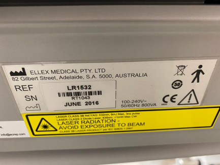 Zdjęcie przedmiotu: Medical laser for 2RT ELLEX MEDICAL PTY therapy. 2RT LR1532