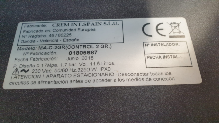 Zdjęcie przedmiotu: PROMOCJA GASTRONOMIA Automatyczny ekspres 2 grupowy- kolbowy CREAM INT.SPAIN S.L.U. MA-C-2GR (CONTROL 2GR.)