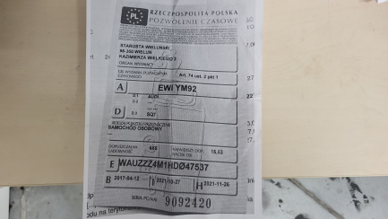 Zdjęcie przedmiotu: Audi SQ7 4.0 TDI Quattro Tiptr. Oświadczenie o utracie DR