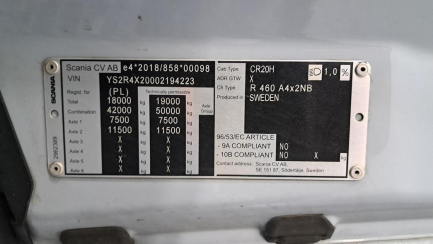 Zdjęcie przedmiotu: SCANIA R460 Super E6 18.0t 4x2 NB