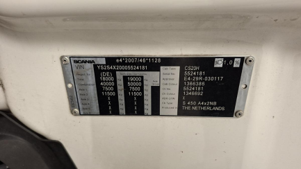 Zdjęcie przedmiotu: SCANIA S450 E6 19.0t 4x2 NB Highline