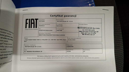 Zdjęcie przedmiotu: Fiat Doblo Cargo 1.5 BlueHDi E6.4 2.4t L2