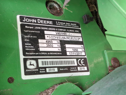 Zdjęcie przedmiotu: Прес-підбирач JOHN DEERE V451HR