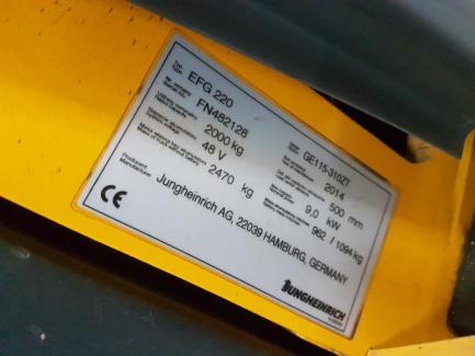 Zdjęcie przedmiotu: W&oacute;zek widłowy Jungheirich EFG220 GE115-310ZT