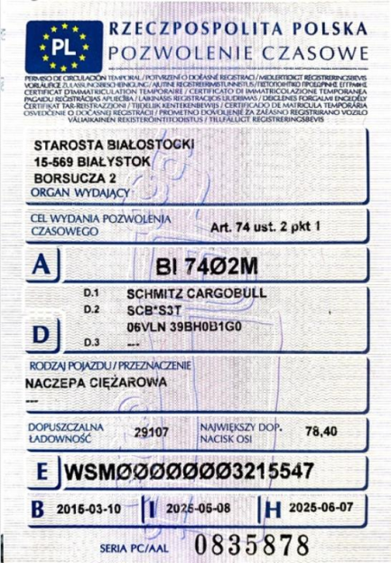 Zdjęcie przedmiotu: SCHMITZ SCBS3T 35.0t Dropside Oświadczenie o utracie DR