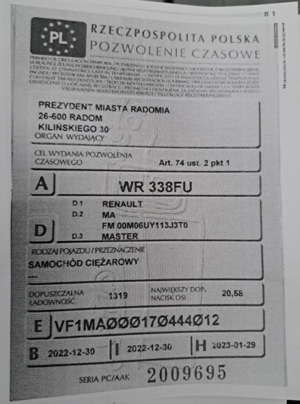 Zdjęcie przedmiotu: Renault Master FWD 2.3 dCi L3H2 Pack Clim E6d 3.5t Заява про втрату зареєстрованого посвідчення особи