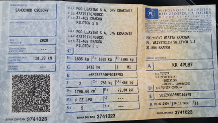 Zdjęcie przedmiotu: Toyota Corolla TS Kombi 1.8 Hybrid Comfort + LPG Brak dokument&oacute;w LPG