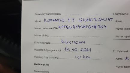 Zdjęcie przedmiotu: Ssangyong Korrando 1.5 T-GDI Quartz 2WD aut