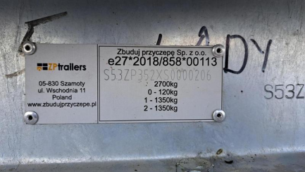 Zdjęcie przedmiotu: ZP TRAILERS ZP352