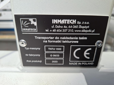 Zdjęcie przedmiotu: Поперечний конвеєр INMATECH TNTd 1500 для нанесення стрічок на картонні форми