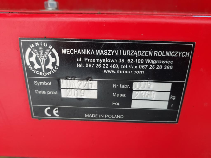 Zdjęcie przedmiotu: Maszyna do zbioru kwiatostanu konopii MMiUR MDK 2,7G