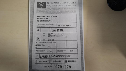 Zdjęcie przedmiotu: Junak M11-125 EU5 Oświadczenie o utracie DR